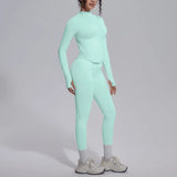 Women's Seamless Yoga Sets Sports Fitness Zipper Long-Sleeve Jacket Slim-fit Hip Lift Pants Suits Workout Training Gym Sets