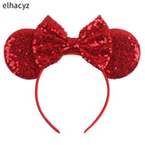 2025 Chic Disney Embroidery Sequin Minnie Ears Headband DOT Bow Hairband Girls Women Party Head Wear Kids DIY Hair Accessories