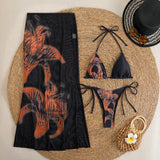 10 Color Flowers Halter Bikini Female Swimsuit Women Swimwear Three-pieces Bikini set With Skirt Bather Bathing Suit Swim V6637C