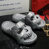 New Personalized Skull Design Men Slippers 2024 Summer Outdoor Fun Slides Thick Bottom of Beach Non-slip Leisure Women Sandals