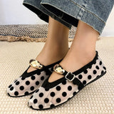 Korean Sle Polka Dot Me Breathable Flat Bot Mary Jane oes Women's Ballet Sle round Head Single oes Soft Bot