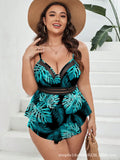 VigoJany 2026 Solid Patchwork Plus Size Tankini Women Push Up High Waist Big 2 Piece Swimsuit Backless Beach Large Bathing Suit
