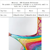 Rainbow Fishnet Women Sexy Beach Cover Up Dress Stretch See Through Sleeveless Swimsuit Cover up Mini Beachwear without Bikini