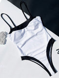 Splicing Vintage Retro High Leg Cut Female Swimwear One Piece Swimsuit Women Monokini Full Back Bathing Suit Swim Beach Bodysuit