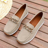 Fashion Metal Chain Soft Sole Flats Shoes Women Spring Autumn Pu Leather Platform Loafers Woman Slip On Non Slip Casual Shoes