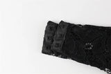 Ahagaga Floral Lace Women's Bodysuits Sexy Solid See Through Tees O-Neck Long Trumpet Sleeve Slim Fit Streetwear Rompers T Shirs