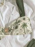 Ring Link Bandeau Bikini 2026 Floral Strappy Swimsuit Women Padded Swimwear Female Bathers Bathing Swimming Swim Suit Beachwear