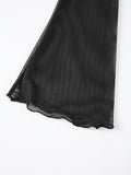 Women's Summer Solid Color Sheer Beach Mini Dress Long Sleeve Deep V Neck Swim Cover Up Swimwear for Pool Vacation