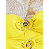 XS - L 6 Colors With Skirt Cut Out Women Swimwear Bandeau Metal Ring Bather Bathing Suit Swim One Piece Swimsuit Female K8108