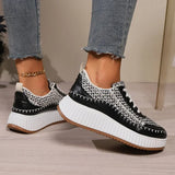 Punk Mixed Color Platform Sneakers for Women 2025 Fashion Thick Bottom Vulcanized Shoes Woman Cozy Non Slip Walking Shoes 43