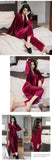 Pajamas gold velvet long sleeve lace cardigan set sexy home wear