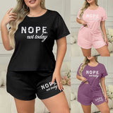 Summer fashion home wear European and American large size short-sleeved shorts two-piece pajamas 4XL 5XL