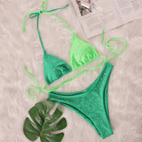 Splicing Halter Diamond Rhinestones Bikini Female Swimsuit Women Swimwear Two-Pieces Bikini Set Bather Bathing Suit Swim V6467