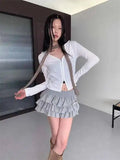 Sweet And Spicy Ballet F-length Skirt With Elastic Waist And Lace Hem Flared Cake-aped Ort Skirt For Young Women 8PO5