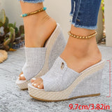 Vinatge Chunky Platform Sandals Women 2026 Summer Peep Toe Wedges Slippers Woman Plus Size 42 Thick High Heels Sandles Female