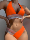 Halter Bikini 2025 Solid Bandage Swimsuit Women Padded High Cut Swimwear Female Bathers Bathing Swimming Swim Suit Beachwear
