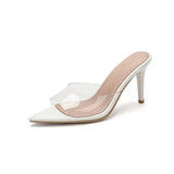 Spring and Summer New Style Fashion High Heels Women's Slippers Pointed Tip Concise Sexy Party Women's Shoes High 8cm Size 35-43
