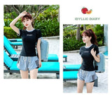 Split Swimsuit Women's Short Sleeved Conservative Cover Belly Slimming Professional Sports Sexy Hot Spring Two-piece Swimsuit