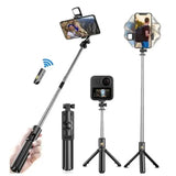 Roreta Wireless Tripod Stand Selfie Stick with Light Bluetooth Remote Control Extendable for iPhone Cellphone Tiktok Live Stream