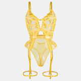 Toucheart Lace Sexy Skinny Babydoll Bodysuit Embroidery Erotic Private Adult Suit Solid Color Patchwork High Waisted Sexy Set