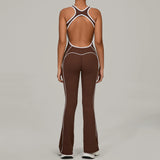 Sexy Backless Bodysuit Women's Set Tracksuits Fitness Sports Jumpsuit Yoga One-piece Suit Flared Pant Fast Dry Workout Clothes
