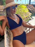 Ladies Bikini Set V-Neck Back Strap Design Adjustable Shoulder Straps High Waist Swimsuit Perfect for Beach And Pool