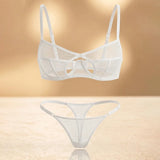 French Style Sexy Embroidered Transparent Underwear Set V-Neck Design Anti-Sagging Breathable Bra And Panties Ensemble