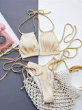 Sexy Wrinkled Tummy Cut Out Halter One Piece Swimsuit Women Swimwear Female High Leg Cut Monokini Bather Bathing Suit Swim K5607