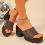 Summer Women Sandals Open-Toe Thick Platform Sandals Flip Flops Outdoor Chunky Heel Fashion Minimalist High Heels Shoes Women