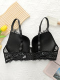 Women's Sexy Oversized Lingerie With Half Cup Pull Up And Anti Sagging Black Lace Design Suitable For Plump Women 90D-110D B2439