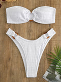 Ring Link Bandeau Bikini 2026 Women Brazilian Swimwear Female Sexy Swimsuit Solid Beachwear Bathers Bathing Swimming Swim Suit