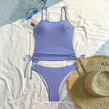 2025 New Split Swimsuit Women's Drawstring Backless Fashion Sexy Stripes Gather Slim and Thin Swimsuit Купальник Женский