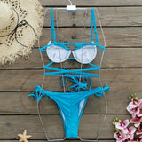 2024 Sexy Pleats Bikinis Set Micro Bikini Women Halter Swimwear High Cut Swimsuit Brazilian Biquini Beachwear Bathing Suit