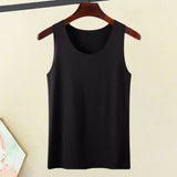Women Bottoming Vest Sleeveless Ice Silk Seamless Stretchy Round Neck Dry Dry Cooling Camisole Summer Office Vacation Basic Top