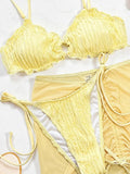 With Mesh Skirt Wrinkled Halter Ruffled Bikini Women Swimwear Female Swimsuit Three-piece Bikini Set Bathing Suit Swim Beachwear