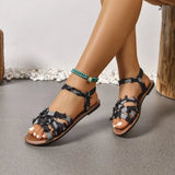 Sandals for Women in Spring  New Roman Fashion Flat Bottomed Anti Slip One Foot Beach Sandals