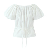 Foridol White Cotton Women Summer Crop Tops Lace Patchwork Short Female Tops Puff Sleeve Square Collar Slim Top Blouse 2025
