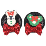 Christmas 2.8"Mouse Ears Hair Clips For Children Sequins Bow Hairpins Girls Festival Party DIY Hair Accessories