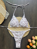 Leopard Halter Scrunch Butt Micro Thong Bikini Women Swimwear Female Swimsuit Two-pieces Bikini Set Bather Bathing Suit Swim