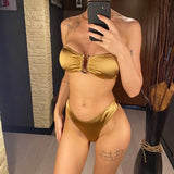 13 Color 2026 New Sexy Bandeau Bikini Women Swimwear Female Swimsuit Two-Pieces Bikini Set Padded Bather Bathing Suit Swim V4647