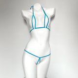 DEKA Transparent Micro Mini Bikini Set Mesh Teardrop Swimwear Women Thong Swimsuit Bandage Biquini Net Yarn Oval Halter
