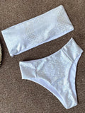 Snake Printed Female Bandeau Swimsuit High Waist Bikini 2025 Women Swimwear Bikini Set Wave Striped Bathing Suit Swim Beachwear