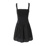Foridol Bowknot Smocked White Short Dress Women Summer Cotton Mini Sleeveless Tank Sundress Beach Chic Buttons Dress for Petite