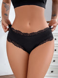 Women's Solid Color Lace Triangle Pants With Low Waist And No Trace Comfortable Daily Casual Underwear Z2847