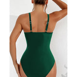 S - XL New Sexy Mesh Sheer V Neck Women Swimwear One Piece Swimsuit Female High Leg Cut Monokini Bather Bathing Suit Swim V5136
