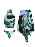 2026 New Fashionable Women's Two-Piece Swimsuit - Bold Green and Blue Design with Unique Trend Halter Monokinis Summer Beachwear