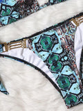 Sexy Halter Snake Skin Bikini 2026 Women Swimsuit Female Metal Chains Swimwear Two Pieces Bikini Set High Cut Bathing Suit Swim