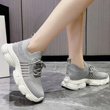 Casual Solid Thick Platform Sneakers for Women Spring 2025 Autumn Breathable Mesh Sports Shoes Woman Outdoor Lace Up Mujer