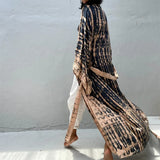 New 10 Colors Printed Long Sleeve With Belt Tunic Beach Cover Up Cover-ups Beach Dress Beach Wear Beachwear Female Women V4521