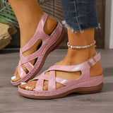 Rome Style Cross Strap Wedges Sandals Women Summer Lightweight Platform Sandles Woman Plus Size 43 Peep Toe Gladiator Sandals